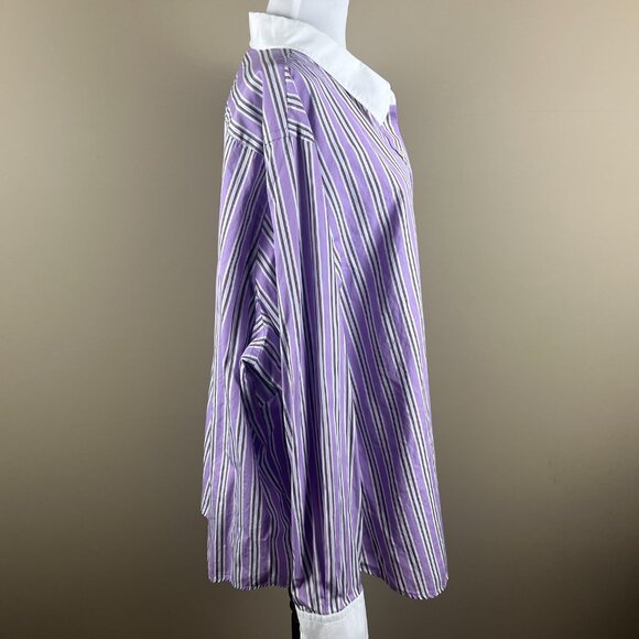Lauren Ralph Lauren Long Sleeve Blouse Plus Size 3X Purple White, Stripes - Picture 4 of 8